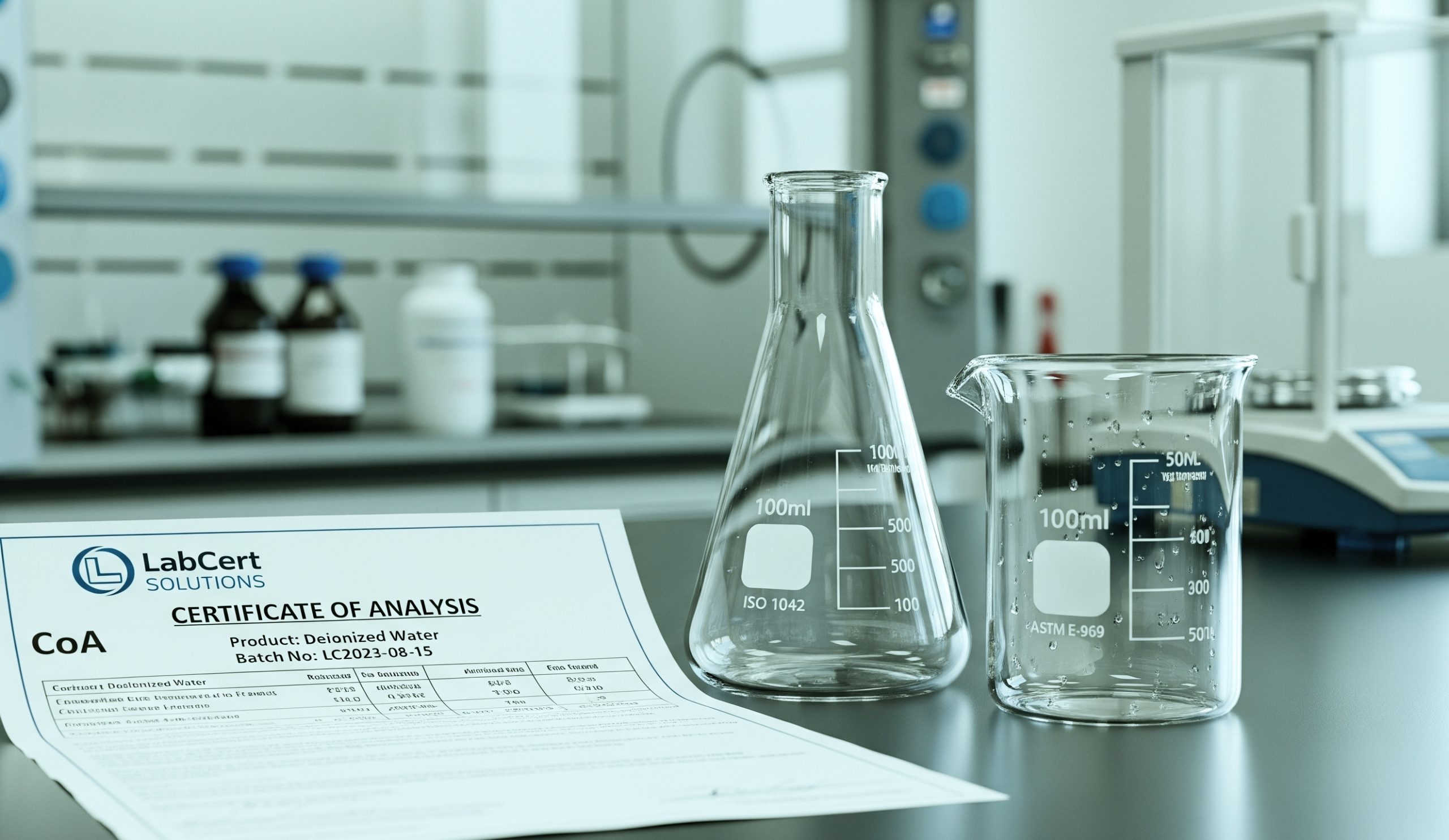 ISO 1042 and ASTM certified laboratory glassware markings for precision labs in Oman.